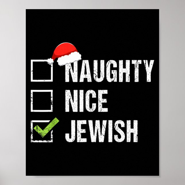 Póster Naughty Nice Jewish Shirt Santa Jew Christmas Gift (Frente)