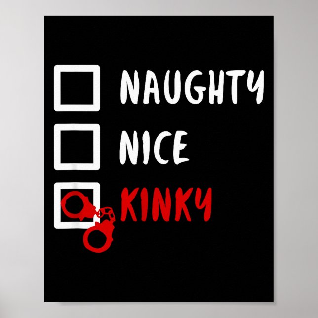 Póster Naughty Nice Kinky Christmas List Santa Hanuffs Gi (Frente)