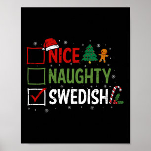 Póster Naughty Nice Navidades suecos Pajamas Santa Claus
