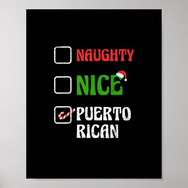 Póster Naughty Nice Puertorican Santa Holiday Sweet  (Frente)