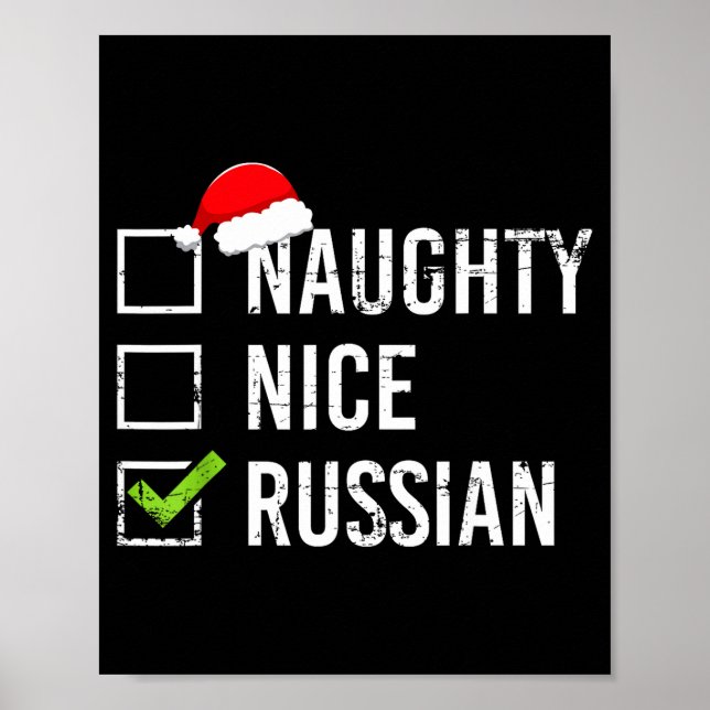 Póster Naughty Nice Russian Shirt Santa Funny Russia Chri (Frente)