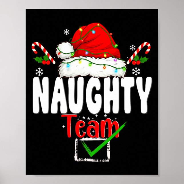 Póster Naughty Or Nice Team Matching Christmas Pajama Men (Frente)