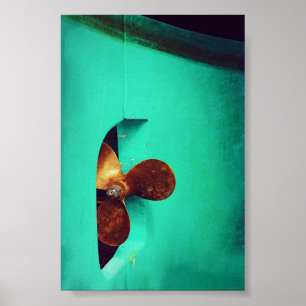 Póster Náutica Verde azulada en barcos con hélice