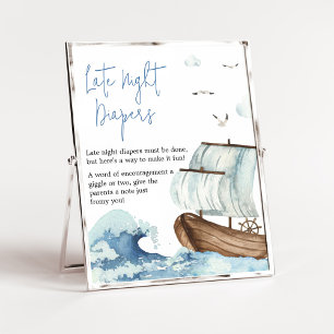 Póster Nautical Bote Baby Shower Tarde Noche Diapers