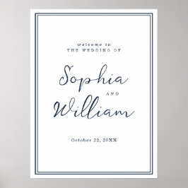 Póster Nautical Navy Wedding Entrance Sign