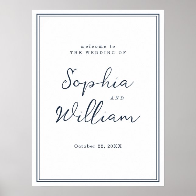 Póster Nautical Navy Wedding Entrance Sign (Frente)