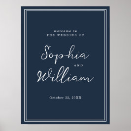 Póster Nautical Navy Wedding Welcome Sign