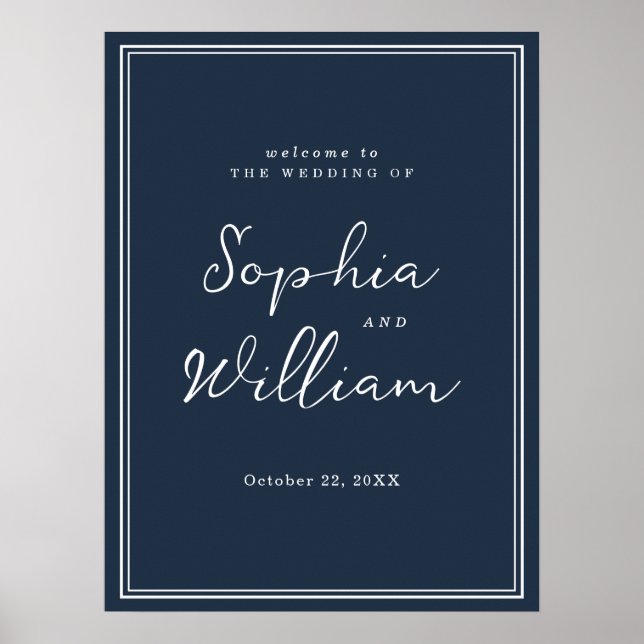 Póster Nautical Navy Wedding Welcome Sign (Frente)