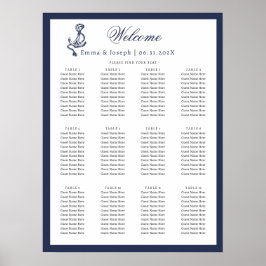 Póster Nautical Oceanic clásico azul marino