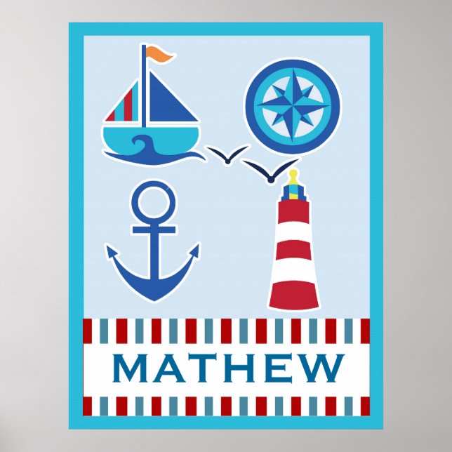 Póster Nautical Personalized Name Art Print (Frente)