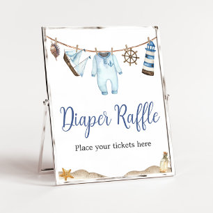 Póster Nautical Sailor Ahoy Baby Shower Diaper Raffle