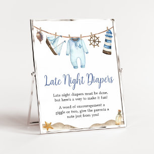 Póster Nautical Sailor Ahoy Baby Shower Late Night Diaper