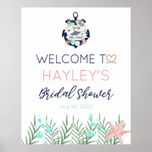 Póster Nautical Tying the Knot Bridal Shower Welcome Sign