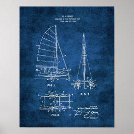 Póster Nautical Wall Decour Nursery Sailboat Blueprint #6
