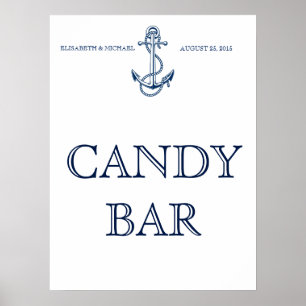 Póster Nautical wedding signage, Candy Bar or your text