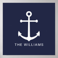 Nautical White Anchor y nombre personalizado en az