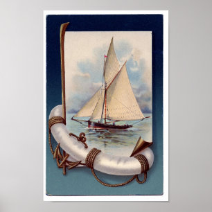 Poster náutico de la impresión del arte de la nave