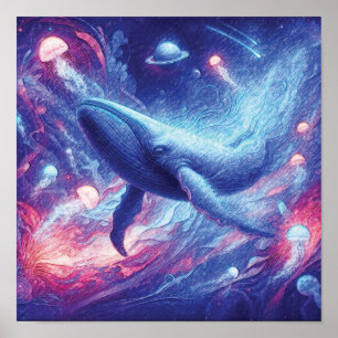 Póster naútico Ocean Voyager  Ballena en el Mar Cósmico