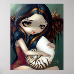 Póster Nautilus Angel ART PRINT gótico hada de conchas ma