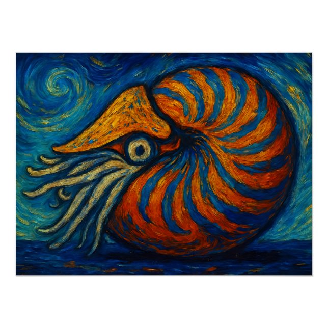 Póster Nautilus im van Gogh Stil (Anverso)