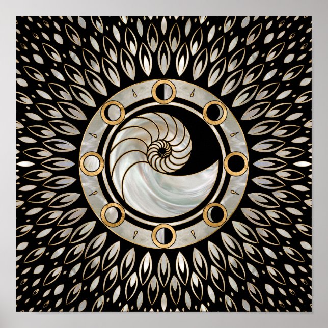 Póster Nautilus Shell - Fases de la luna (Frente)