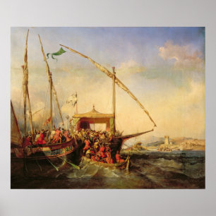 Póster Naval Battle of Imbre in 1346, 1842