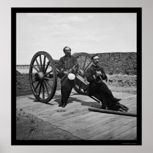 Póster Naval Officers on a Cannon in Charleston, SC 1865