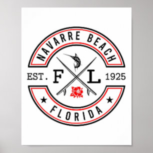 Póster Navarre Beach Florida Fl Surfista Retro Playa 