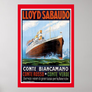Póster Nave del vintage de los SS Conte Biancamano