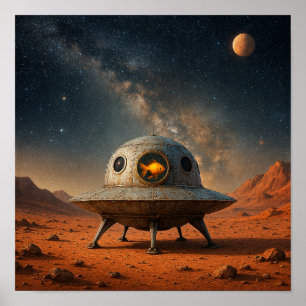 Póster Nave espacial alienígena con piloto Goldfish