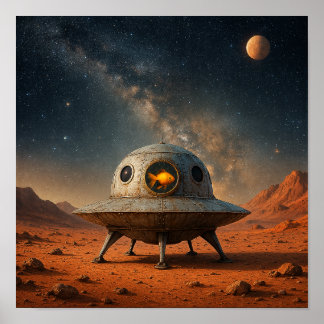Póster Nave espacial alienígena con piloto Goldfish