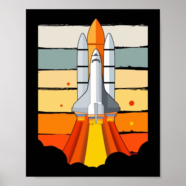 Póster Nave espacial astronauta vintage de cohete espacia (Frente)