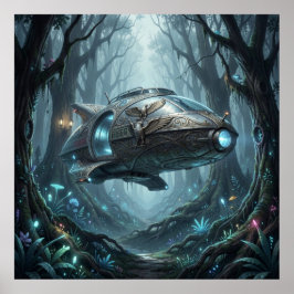 Póster Nave Espacial de Intrincada Filigrana Metálica en