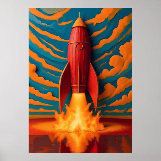 Póster Nave Espacial: inspirada en la década de 1950 (Frente)