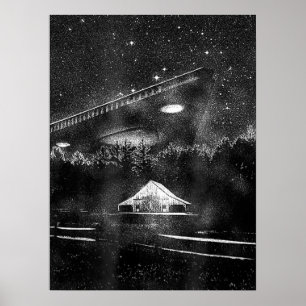 Póster Nave espacial Triángulo de OVNI TRB Alien Hombres
