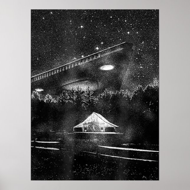 Póster Nave espacial Triángulo de OVNI TRB Alien Hombres  (Frente)
