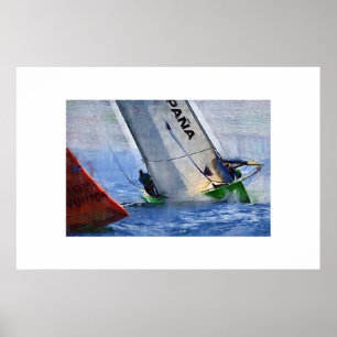 Póster navegación de la taza de América s, velero, raza