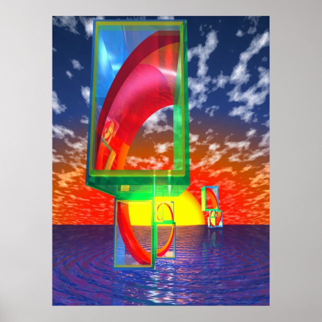 Póster Navegación dorada por la espiral del sol (Frente)