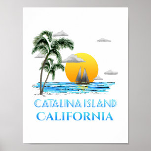 Póster Navegación en barco de vela Catalina Island Califo