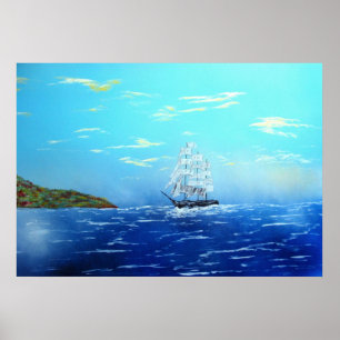 Póster Navegación en la bahía de Drake