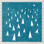 Póster Navegación marítima<br><div class="desc">Una carrera de veleros en un verde azulado océano verde. Perfecto para su marinero favorito,  el ciclista de carreras y el fanático de regatta. Arte náutico original de Nic Squirrell.</div>