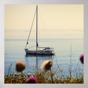 Póster Navegación por el atardecer