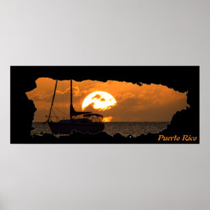 Póster Navegación por el mapa de islas Puerto Rico 2