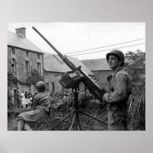 Póster Navegando 50 cal M2 Machine Gun de la Segunda Guer