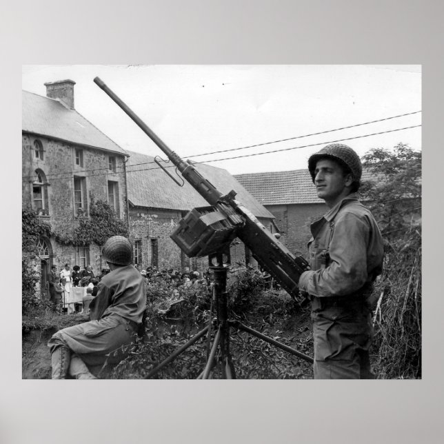 Póster Navegando 50 cal M2 Machine Gun de la Segunda Guer (Frente)