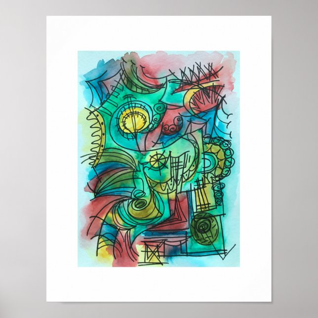 Póster Navegando a través de la tormenta - Acuarela abstr (Frente)