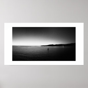 Póster Navegando en el horizonte Panorámico Negro y Blanc