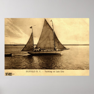 Póster Navegando en el lago Erie, vintage 1909 del búfalo