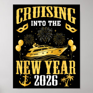 Póster Navegando hacia el nuevo año 2026 Nochevieja Famil