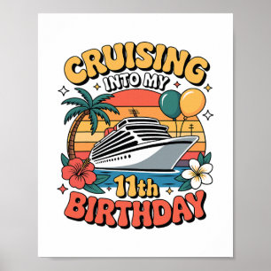 Póster Navegando hacia mi cumpleaños número 11 11 años de